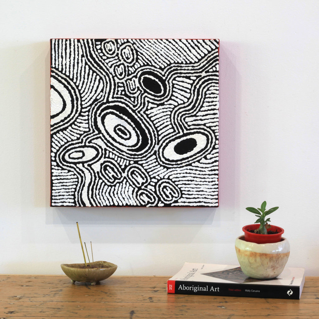 Aboriginal Artwork by Janelle Napurrurla Wilson, Janganpa Jukurrpa (Brush-tail Possum Dreaming)- Mawurrji, 30x30cm