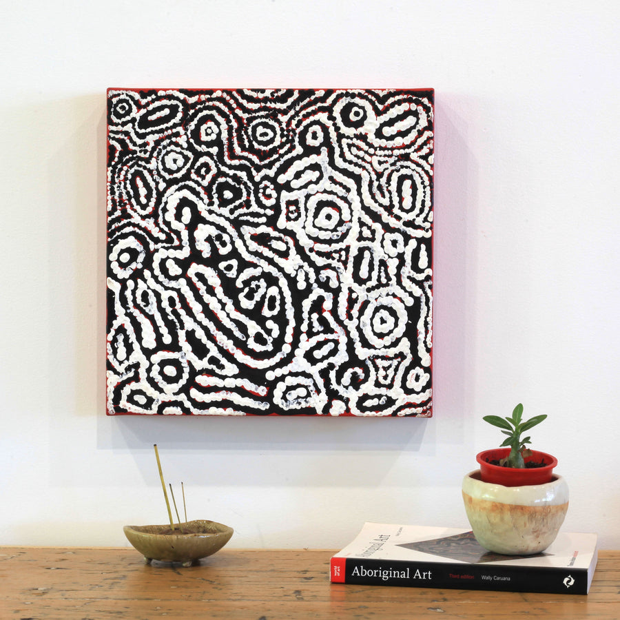 Aboriginal Artwork by Magda Nakamarra Curtis, Lappi Lappi Jukurrpa, 30x30cm