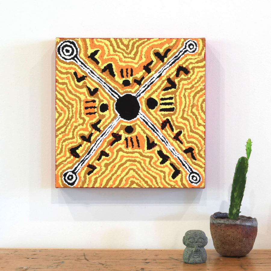 Aboriginal Artwork by Alma Nangala Robertson, Mina Mina Jukurrpa (Mina Mina Dreaming) - Ngalyipi, 30x30cm