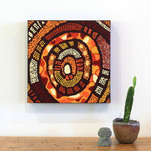 Aboriginal Artwork by Juliette Nakamarra Morris, Wanakiji Jukurrpa (Bush Tomato Dreaming), 30x30cm - ART ARK®
