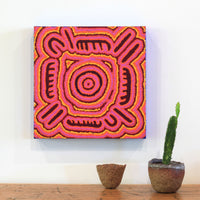 Aboriginal Artwork by Desphina Nampijinpa Brown, Karnta Jukurrpa (Womens Dreaming), 30x30cm