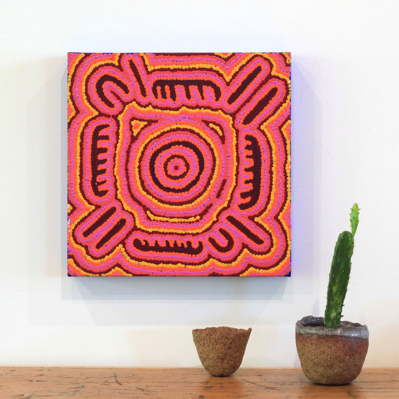 Aboriginal Artwork by Desphina Nampijinpa Brown, Karnta Jukurrpa (Womens Dreaming), 30x30cm