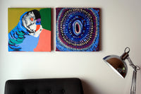 Aboriginal Artwork by Murdie Nampijinpa Morris, Malikijarra Jukurrpa, 46x46cm