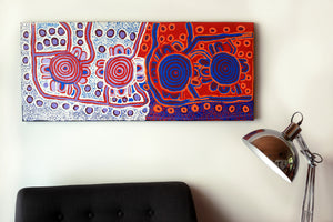 Aboriginal Artwork by Mary Napangardi Gallagher, Mina Mina Jukurrpa, 107x46cm - ART ARK®