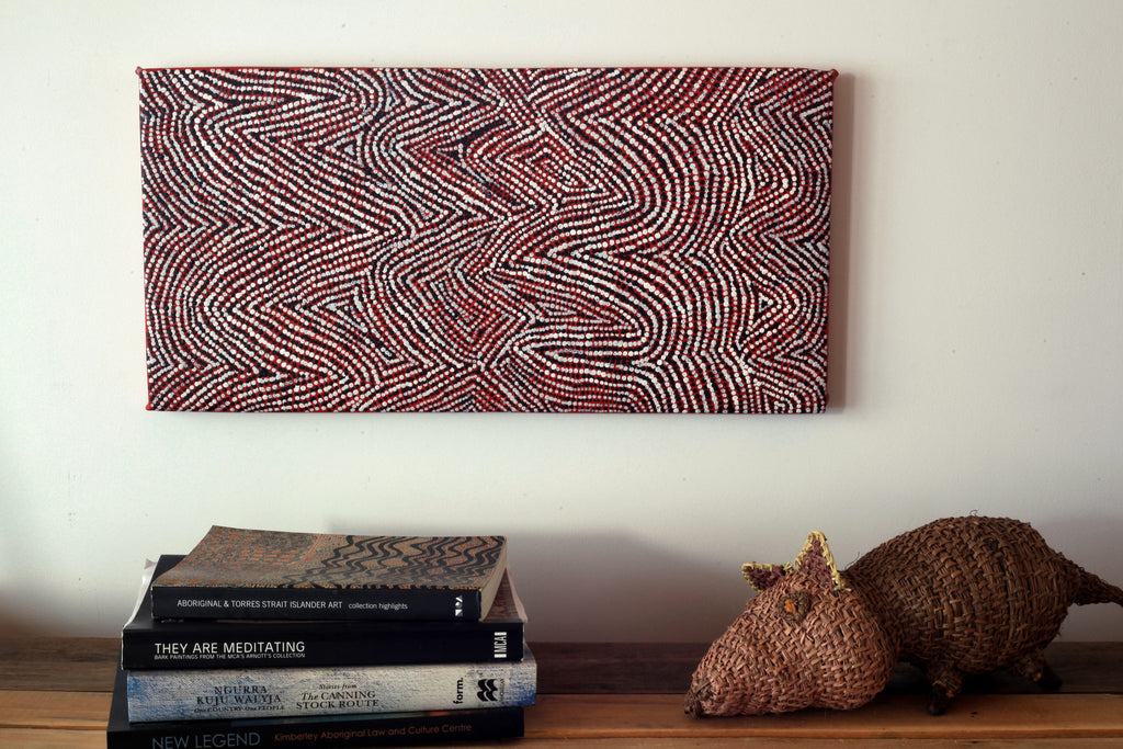 Aboriginal Artwork by Sarah Napurrurla Leo, Lukarrara Jukurrpa, 61x30cm - ART ARK®