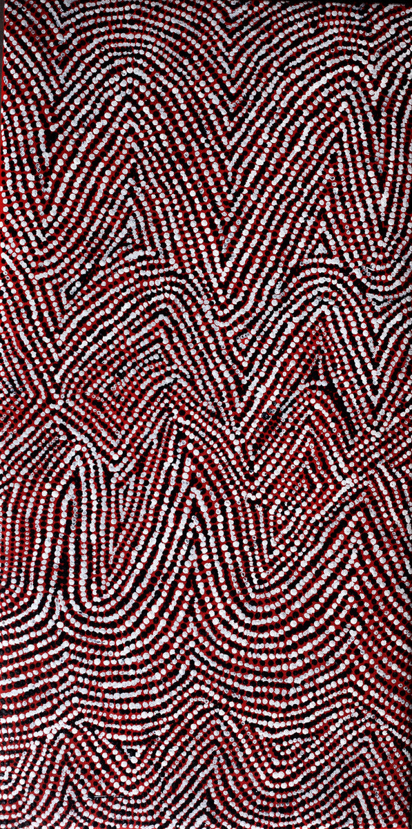 Aboriginal Art by Sarah Napurrurla Leo, Lukarrara Jukurrpa, 61x30cm - ART ARK®