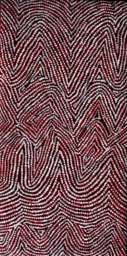 Aboriginal Artwork by Sarah Napurrurla Leo, Lukarrara Jukurrpa, 61x30cm