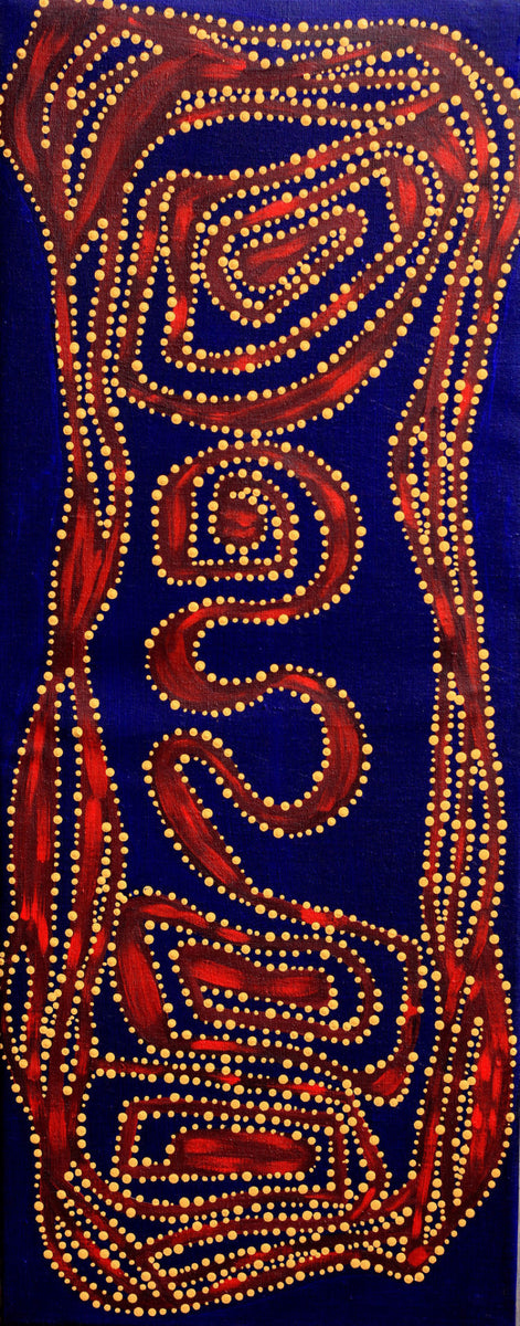 Aboriginal Art by Stephanie Napurrurla Nelson, Ngapa Jukurrpa, 76x30cm - ART ARK®