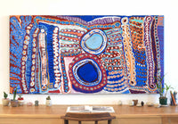 Aboriginal Artwork by Murdie Nampijinpa Morris, Malikijarra Jukurrpa, 182x91cm