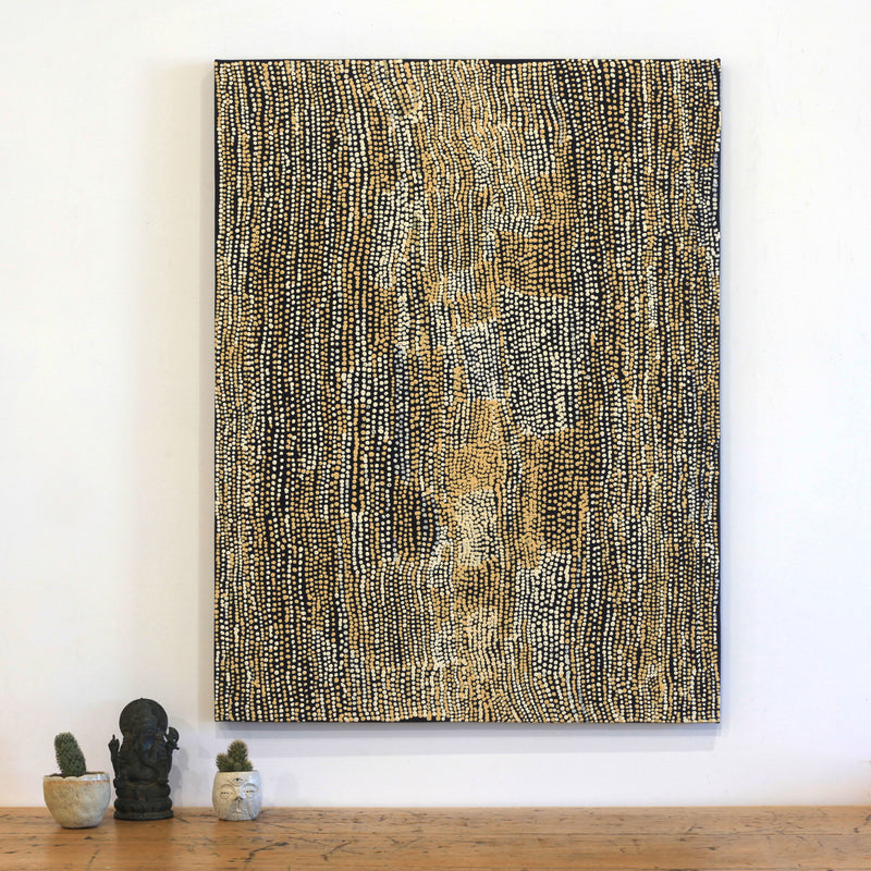 Aboriginal Artwork by Mavis Nampitjinpa Marks, Kalipinpa Water Dreaming, 101x77cm