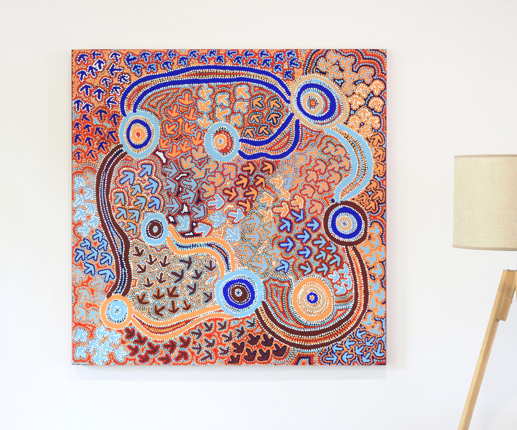 Aboriginal Art by Lee Nangala Gallagher, Yankirri Jukurrpa - Ngarna, 107x107cm - ART ARK®
