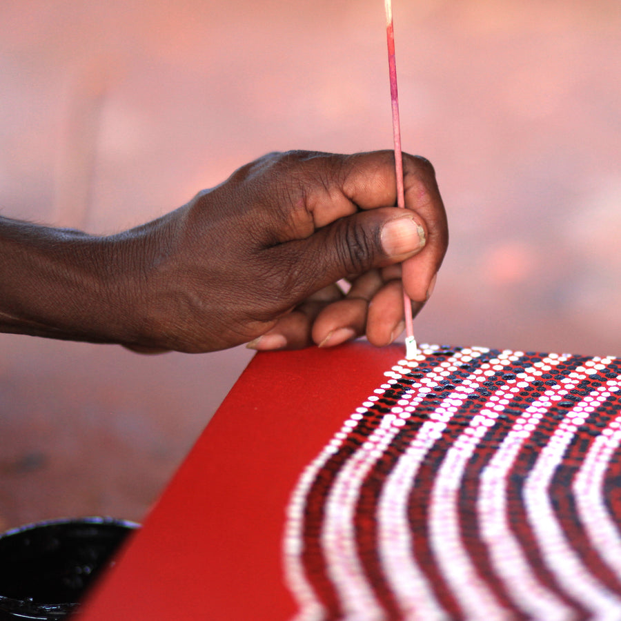 Aboriginal Artwork by Helen Nungarrayi Reed, Mina Mina Jukurrpa (Mina Mina Dreaming) - Ngalyipi, 76x61cm
