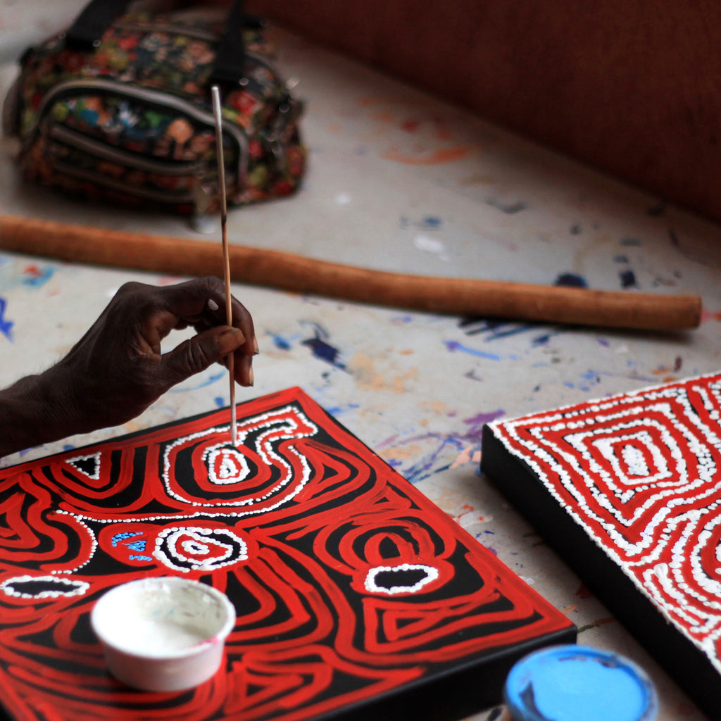 Aboriginal Artwork by Mary Napangardi Brown, Mina Mina Jukurrpa - Ngalyipi, 30x30cm