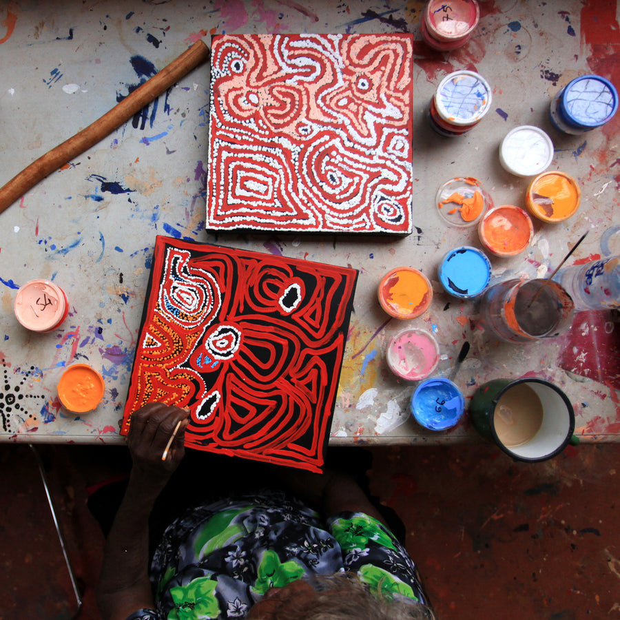 Aboriginal Artwork by Mary Napangardi Brown, Mina Mina Jukurrpa - Ngalyipi, 30x30cm