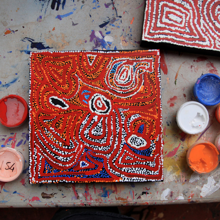 Aboriginal Artwork by Mary Napangardi Brown, Mina Mina Jukurrpa - Ngalyipi, 30x30cm