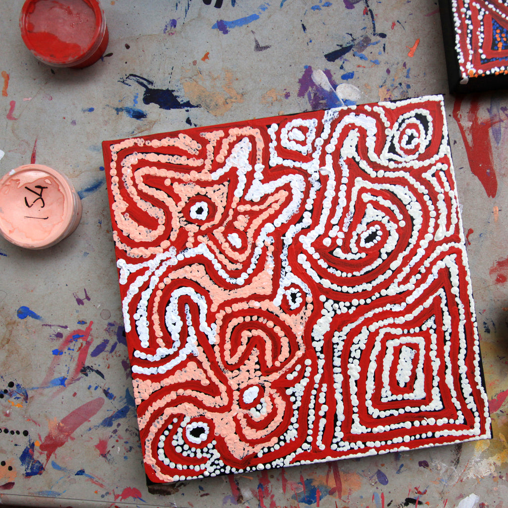 Aboriginal Artwork by Mary Napangardi Brown, Mina Mina Jukurrpa - Ngalyipi, 30x30cm