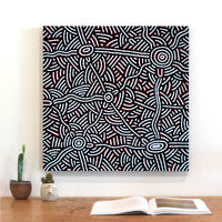 Aboriginal Artwork by Leah Nampijinpa Sampson, Ngapa Jukurrpa - Puyurru, 61x61cm