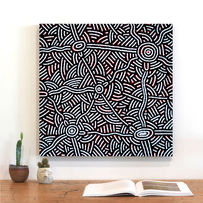 Aboriginal Art by Leah Nampijinpa Sampson, Ngapa Jukurrpa  - Puyurru, 61x61cm - ART ARK®