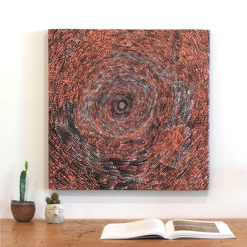 Aboriginal Artwork by Sarah Napurrurla Leo, Ngapa Jukurrpa (Water Dreaming), 61x61cm