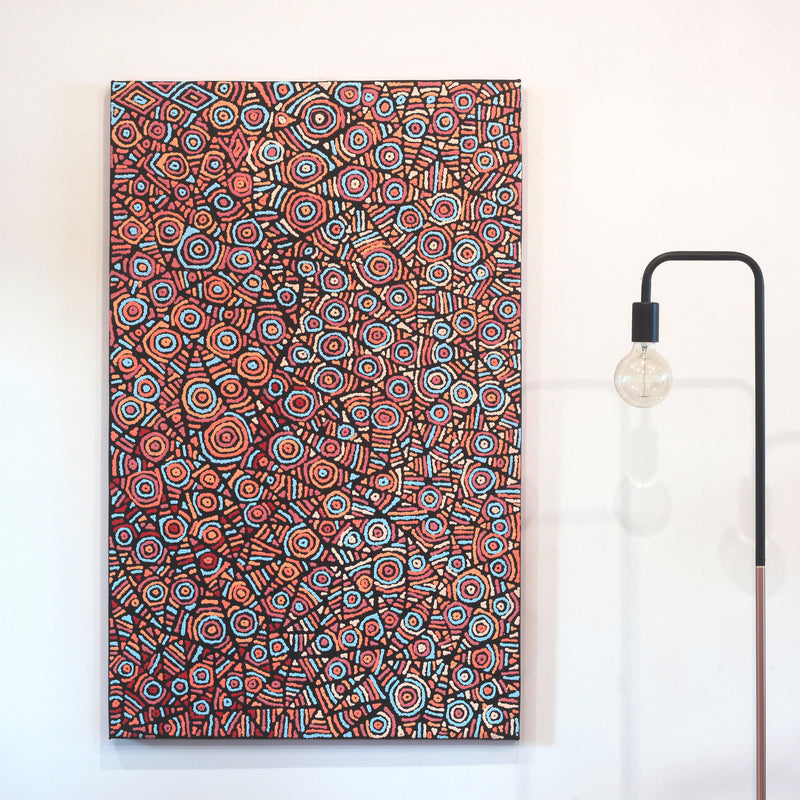 Aboriginal Artwork by Pauline Napangardi Gallagher, Mina Mina Jukurrpa, 122x76cm