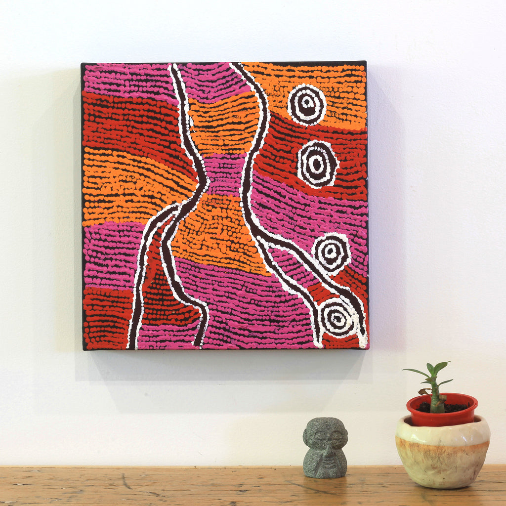 Aboriginal Art by Maggie Napaljarri Ross, Janganpa Jukurrpa - Mawurrji, 30x30cm - ART ARK®