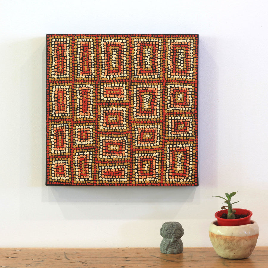 Aboriginal Artwork by Karen Napanangka McCormick, Pikilyi Jukurrpa, 30x30cm