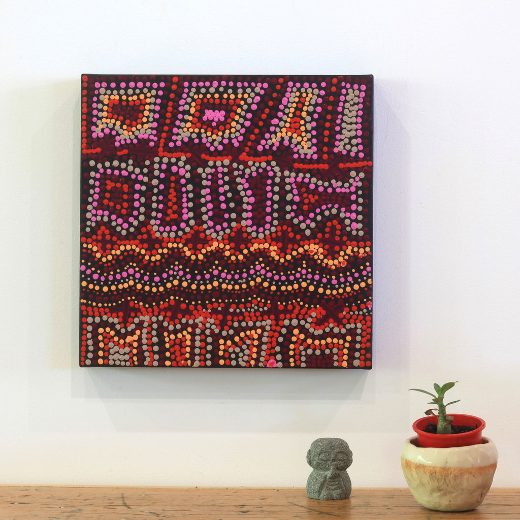 Aboriginal Artwork by Kershini Napaljarri Collins, Ngatijirri Jukurrpa (Budgerigar Dreaming), 30x30cm