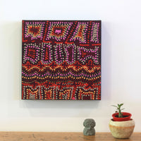Aboriginal Artwork by Kershini Napaljarri Collins, Ngatijirri Jukurrpa (Budgerigar Dreaming), 30x30cm