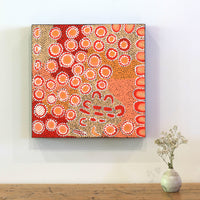 Aboriginal Artwork by Nora Napaljarri Andy, Karnta Jukurrpa (Womens Dreaming), 30x30cm