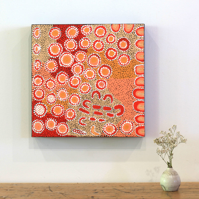 Aboriginal Artwork by Nora Napaljarri Andy, Karnta Jukurrpa (Womens Dreaming), 30x30cm