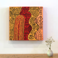 Aboriginal Artwork by Nancy Nungarrayi Collins, Ngalyipi Jukurrpa (Snake Vine Dreaming) - Purturlu, 30x30cm