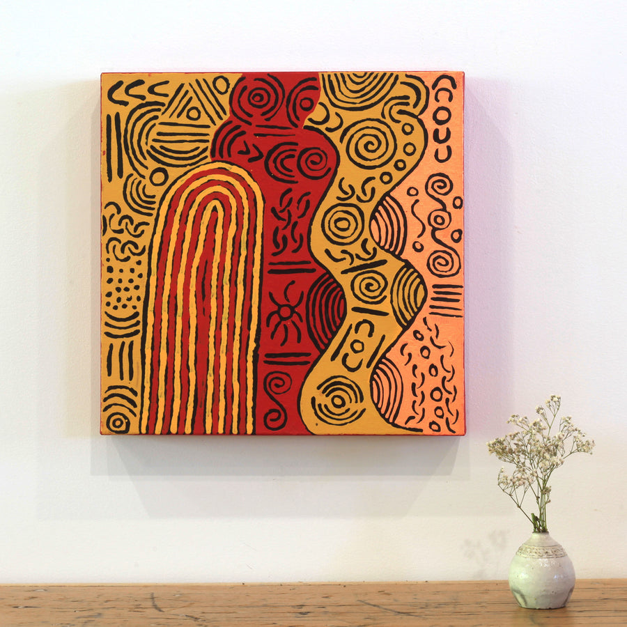 Aboriginal Artwork by Nancy Nungarrayi Collins, Ngalyipi Jukurrpa (Snake Vine Dreaming) - Purturlu, 30x30cm