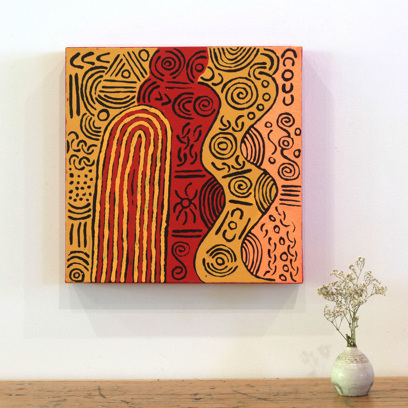 Aboriginal Artwork by Nancy Nungarrayi Collins, Ngalyipi Jukurrpa (Snake Vine Dreaming) - Purturlu, 30x30cm
