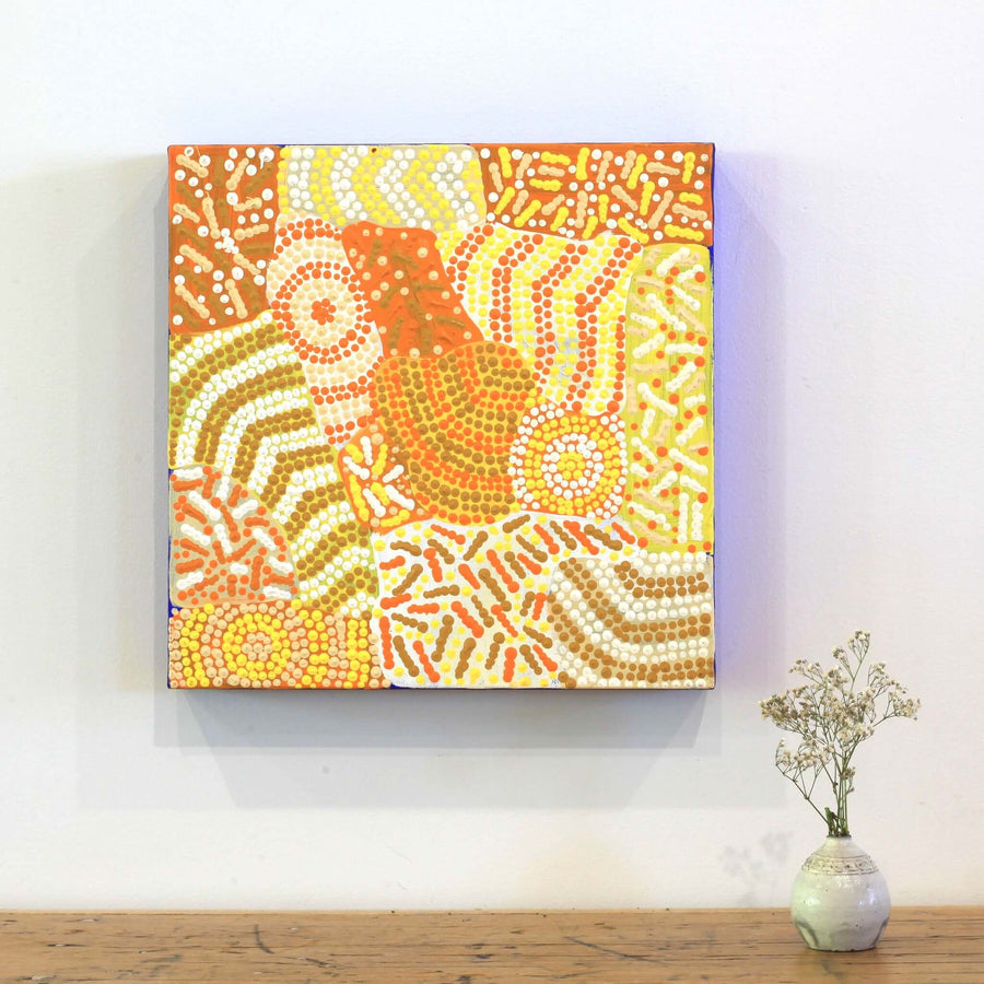 Aboriginal Artwork by Adrianna Nangala Egan, Yarla Jukurrpa (Bush Potato Dreaming) - Cockatoo Creek, 30x30cm