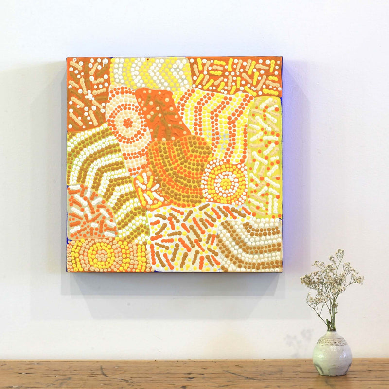 Aboriginal Artwork by Adrianna Nangala Egan, Yarla Jukurrpa (Bush Potato Dreaming) - Cockatoo Creek, 30x30cm