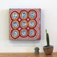 Aboriginal Artwork by Simone Nampijinpa Brown, Ngapa Jukurrpa (Water Dreaming) - Puyurru, 30x30cm