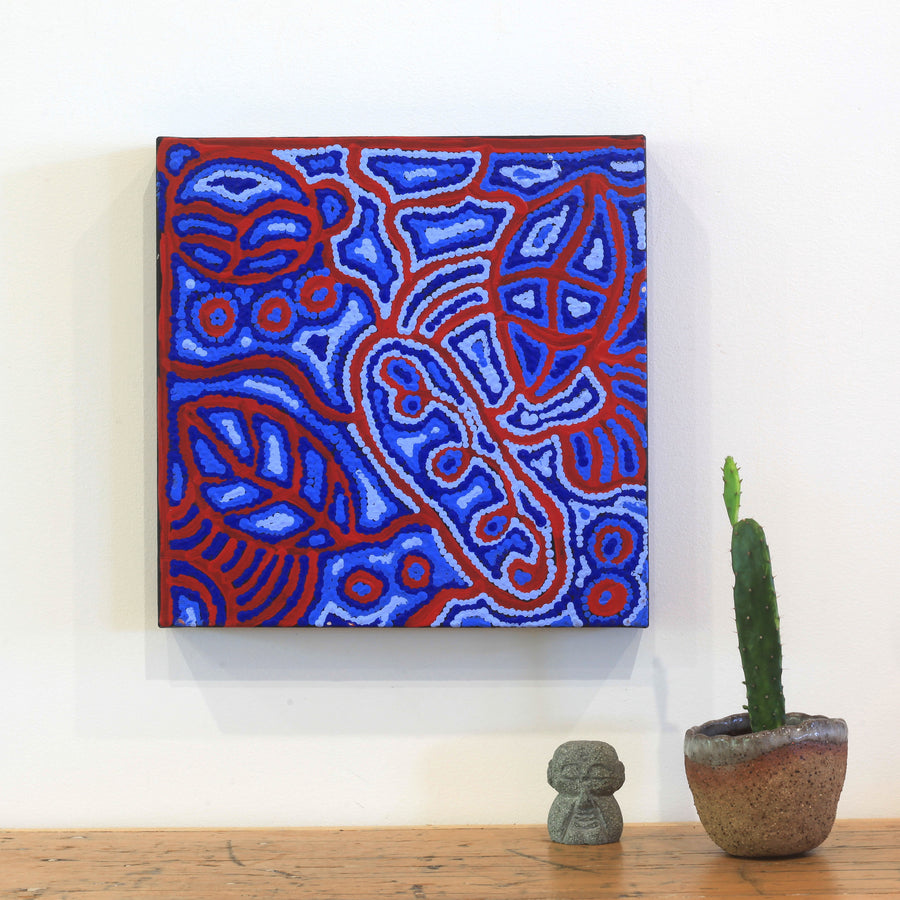 Aboriginal Artwork by Reva Nungarrayi Dickson, Mina Mina Jukurrpa, 30x30cm