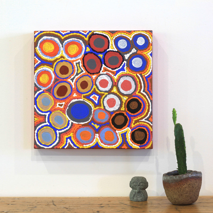 Aboriginal Artwork by Catherine Nungarrayi Malbunka, Mina Mina Jukurrpa (Mina Mina Dreaming) - Ngalyipi, 30x30cm