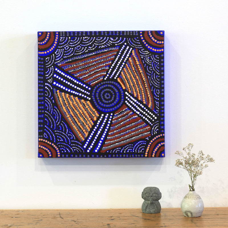 Aboriginal Art by Shirley Napanangka Martin, Puturlu Jukurrpa (Mt Theo Dreaming), 30x30cm - ART ARK®