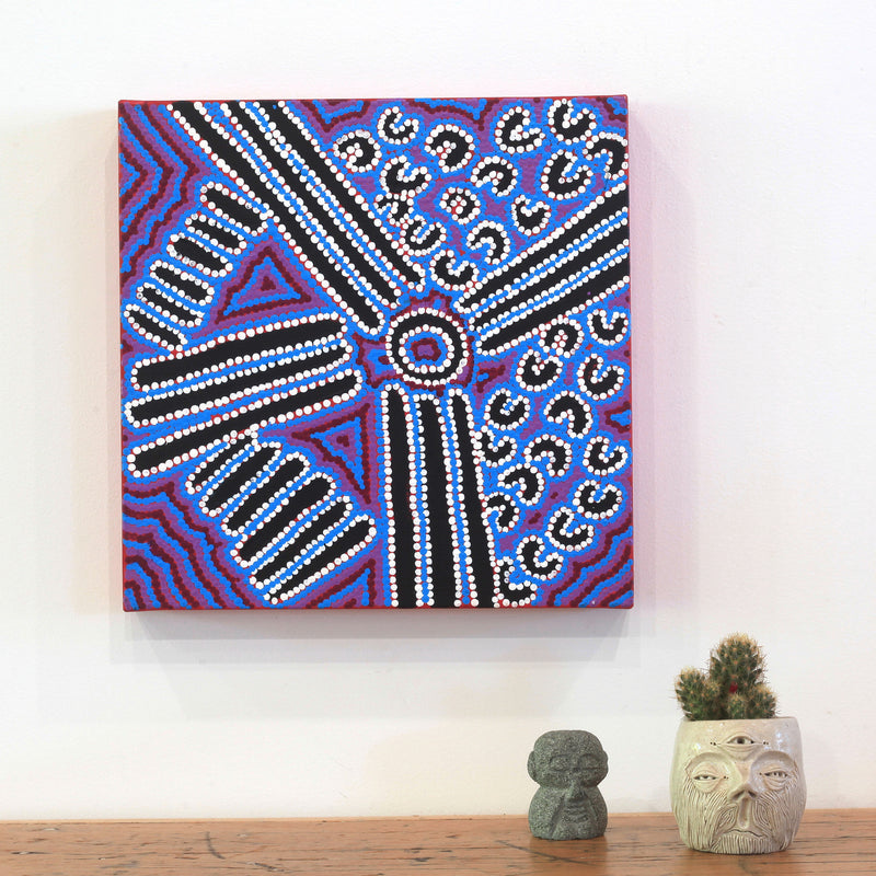 Aboriginal Artwork by Shirley Napanangka Martin, Puturlu Jukurrpa (Mt Theo Dreaming), 30x30cm