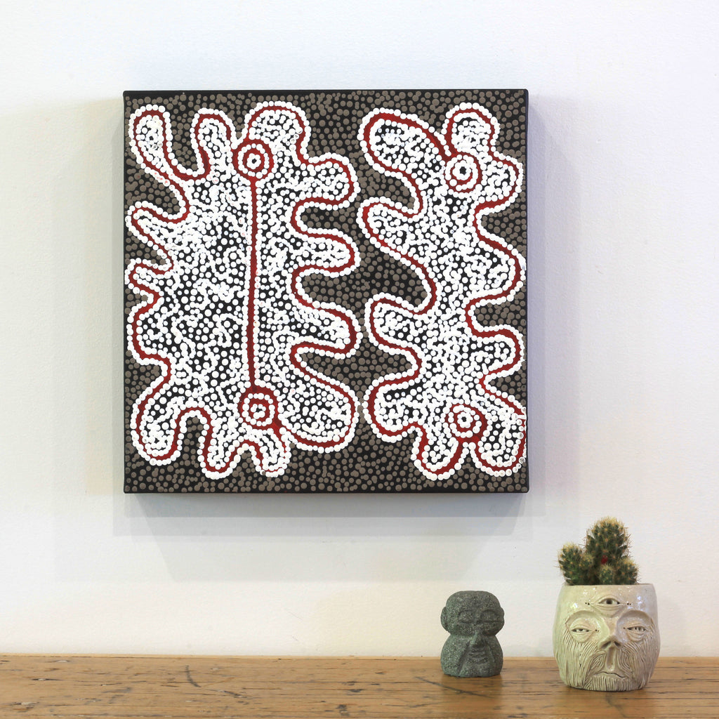 Aboriginal Artwork by Felicity Nampijinpa Robertson, Ngapa Jukurrpa (Water Dreaming) - Puyurru, 30x30cm