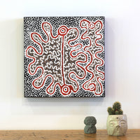 Aboriginal Artwork by Felicity Nampijinpa Robertson, Ngapa Jukurrpa (Water Dreaming) - Puyurru, 30x30cm