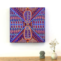 Aboriginal Artwork by Julie Napaljarri Kitson, Ngatijirri Jukurrpa (Budgerigar Dreaming), 30x30cm