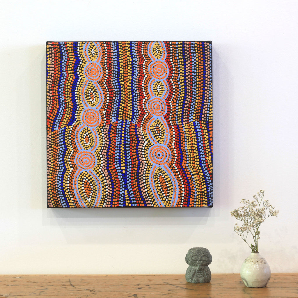 Aboriginal Art by Helen Nungarrayi Reed, Mina Mina Jukurrpa (Mina Mina Dreaming) -  Ngalyipi, 30x30cm - ART ARK®