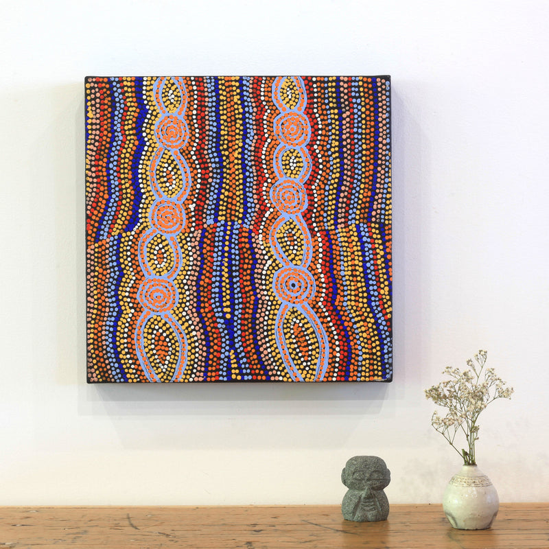 Aboriginal Artwork by Helen Nungarrayi Reed, Mina Mina Jukurrpa (Mina Mina Dreaming) - Ngalyipi, 30x30cm
