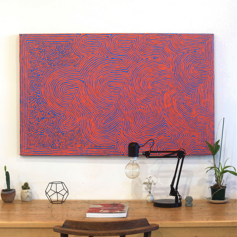 Aboriginal Artwork by Walter Jangala Brown, Tingari Cycle, 122x76cm