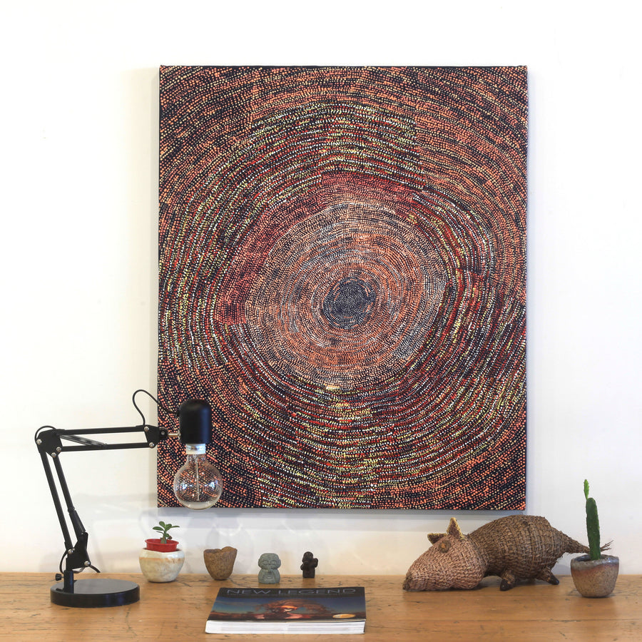 Aboriginal Artwork by Sarah Napurrurla Leo, Ngapa Jukurrpa (Water Dreaming), 91x76cm