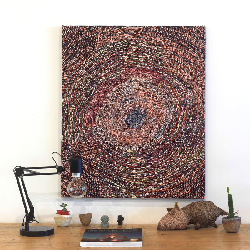 Aboriginal Artwork by Sarah Napurrurla Leo, Ngapa Jukurrpa (Water Dreaming), 91x76cm