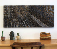 Aboriginal Artwork by Athena Nangala Granites, Ngapa Jukurrpa (Water Dreaming) - Puyurru, 107x46cm