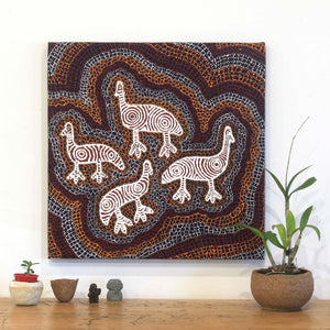 Aboriginal Artwork by Agnes Nampijinpa Fry, Yankirri Jukurrpa (Emu Dreaming) - Ngarlikurlangu, 61x61cm - ART ARK®